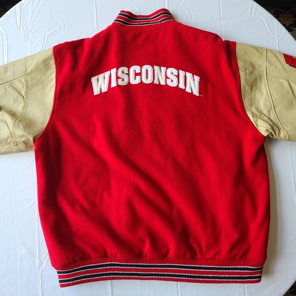 Vtg Wisconsin Badgers Leather Wool Letterman Varsity Bomber Jacket Bucky Coat XL - Picture 14 of 16